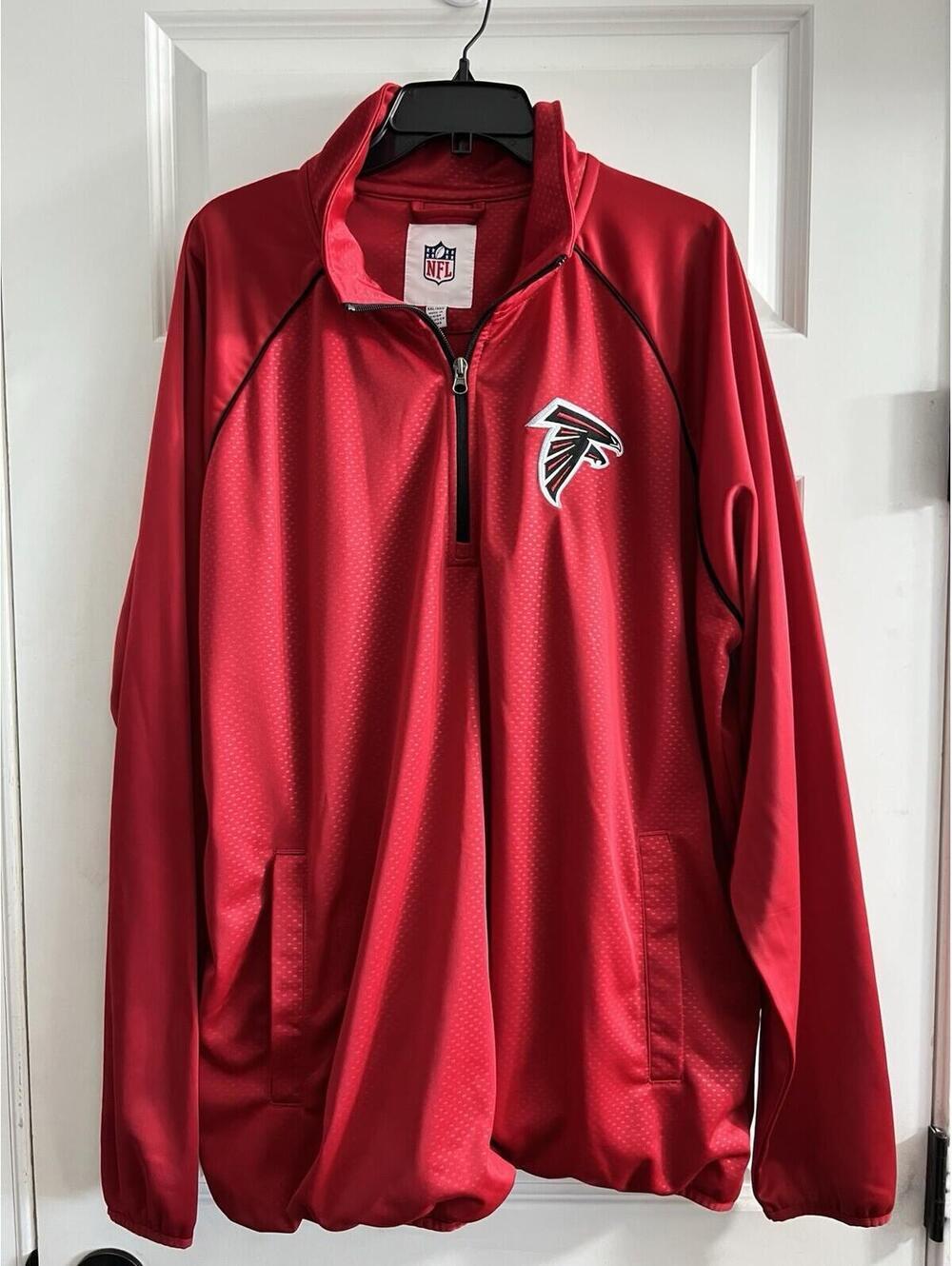 NFL Atlanta Falcons Jacket Mens Sz XXL Red Black Football Full Zip Windbreaker